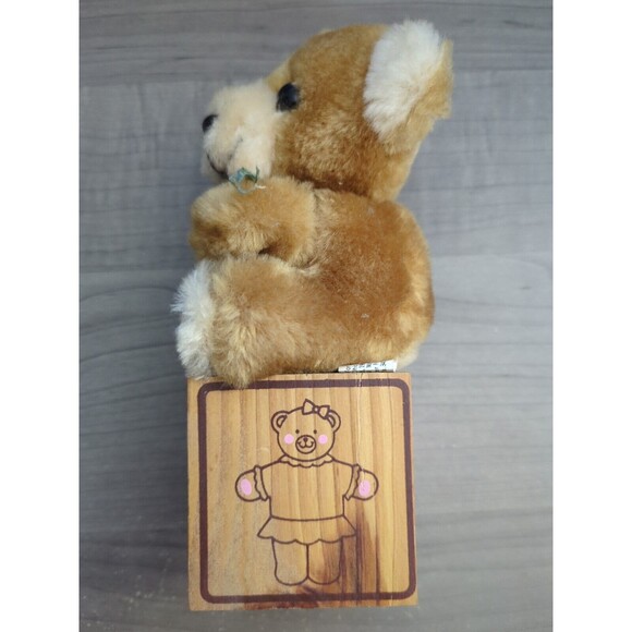 Vintage 1985 Plush Bear on Block by Paula Me And You Gift Love Valentine's - Picture 2 of 6
